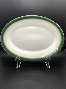 Wellsville China Restaurant Ware Serving Platter Green Airbrush Fade USA 1960 - Picture 1 of 23