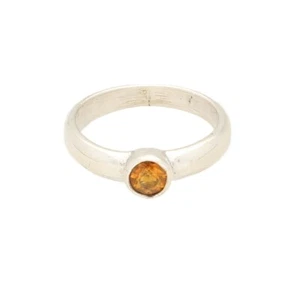 Sterling Silver Citrine Solitaire Ring (Size H 1/2) 4mm Head - Picture 1 of 3