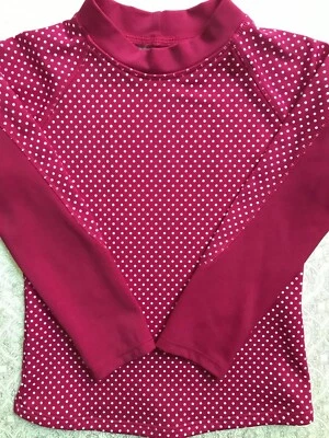 Camisa de natación Lands’ End para niña talla pequeña 4 manga larga rosa/blanco a lunares simulada Foto 1 de 4