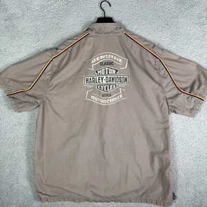 Harley Davidson Mechanic Shirt Motorcycle Biker Button Up Racing Men's 3XL Gray - Picture 1 of 6
