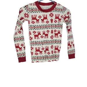 Hanna Andersson Reindeer Christmas Pajama Top Size 10 Long Sleeve - Picture 1 of 3