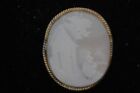Antique Victorian Gold Filled  Rebecca At the Well Carved Shell Cameo Brooch BR4
