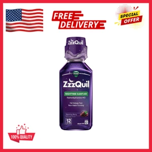 ZzzQuil, Sleep Aid, Nighttime Sleep Aid Liquid, 50 mg Warming Berry Flavor,12 Oz - Picture 1 of 24