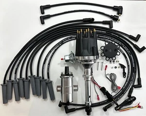 1964-65 CADILLAC 429 SMALL CAP HEI DISTRIBUTOR + 45K COIL +BLACK 8.5mm WIRES USA - Picture 1 of 16