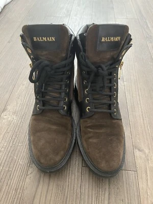 Botas de combate Balmain Taiga Ranger de cuero negro gamuza cremallera doradas para motociclista 36 Foto 1 de 3