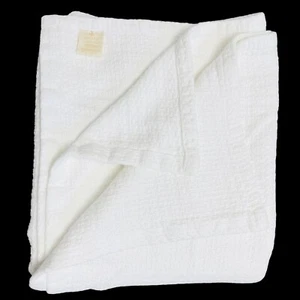 Ralph Lauren 100% Cotton Knit White Cotton King Size Blanket Coverlet Excellent - Picture 1 of 16