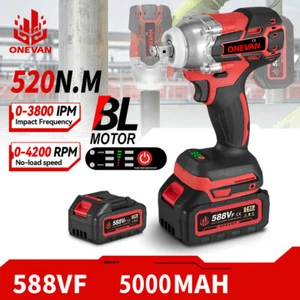 Cordless Impact Wrench Gun 1/2'' Brushless High Power Driver with Battery Kit - Picture 1 of 15