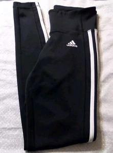 Adidas Legging Junior Girls Size Small Color Black And Stripes White - Picture 1 of 5