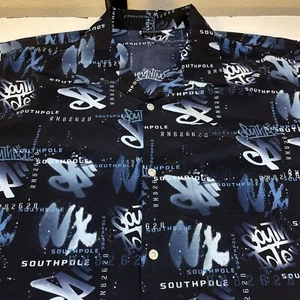 CAMISA VINTAGE Y2K SOUTHPOLE Manga Corta Abotonada Para Hombres XL Clásica Hip Hop Rap - Imagen 1 de 5