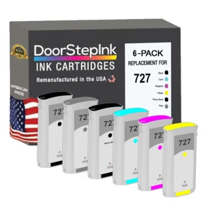 DoorStepInk Compatible Ink Cartridges For HP 727 MB C M Y PK G 130mL 6 PK-USA - Picture 1 of 6