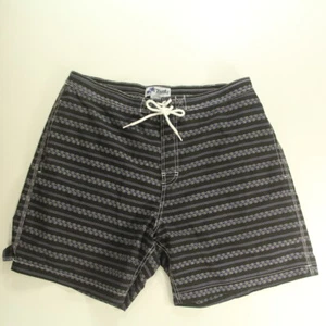 TRUNKS SURF & SWIM Men's Size 2XL Swim Bathing Board Shorts Black Striped NOS - Picture 1 of 7