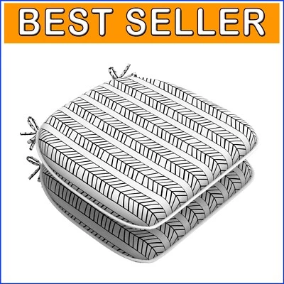 Juego de 2 cojines de asiento exterior para todo tipo de clima D16" x W17" - diseño espiga Foto 1 de 4