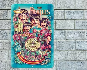 The Beatles Peppers Art Sign Aluminum Metal 8"x12" Garage Man Cave Classic Rock - Picture 1 of 1