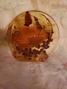 Vtg. 1970's MCM Lucite Napkin Holder W/ Coffee Beans And Dried Flowers - Picture 1 of 6
