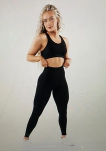 Alphalete Amplify Womens Medium Leggings BLACK Activewear Gym Scrunch - Picture 1 of 12