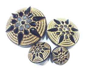 BOTTONE GIOIELLO VETRO JAISSE NERO &amp; ORO CM 3 - Picture 1 of 2