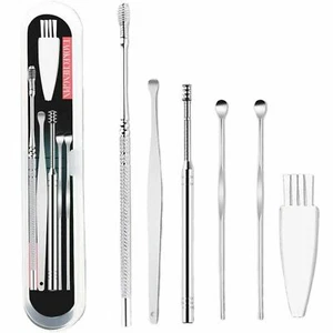 6Stk Ohrreiniger Set Edelstahl Ohrlöffel Reinigung Spiral Ohrenschmalz Entferner - Bild 1 von 10