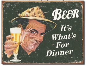 Cerveza es lo que es para la cena Letrero de hojalata de metal hogar garaje bar tienda decoración de pared #1424 - Imagen 1 de 1