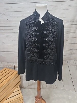 Chaqueta para mujer Chico 3 (XL) terciopelo negro con cuentas bordado gancho cierre de ojos Foto 1 de 4