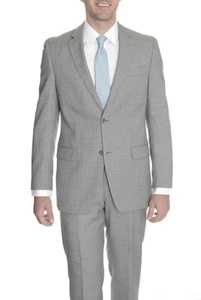 Alfani rot grau strukturiert Slim Fit zwei Knöpfe 100% Wolle Anzug mit vorgesäumter Hose - Bild 1 von 3