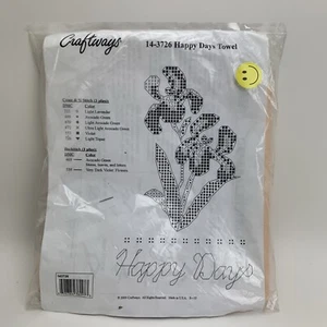 Brand new Craftways 100% cotton Happy Days Lilac Towels Stamped Cross Stitch Kit - Picture 1 of 2