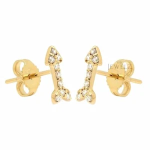 14K Gold 0,16 ct VS/F-G Diamant Pfeil Ohrstecker Hochzeit - The Jewelz - Bild 1 von 3
