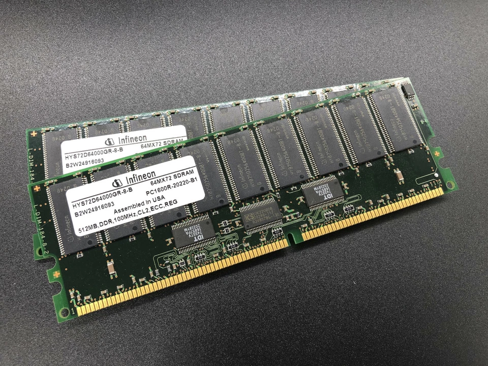 1GB Kit - 2x 512MB DDR PC1600R CL2 ECC Memory RAM Module - Image 1 of 1