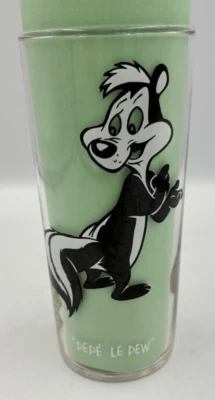De colección 1973 Pepsi Pepe Le Pew Looney Tunes FEDERAL Vidrio Fino - Letras Blancas Foto 1 de 4