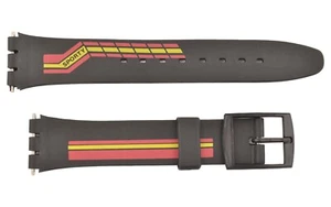 Swatch Replacement 17mm Plastic Watch Band Strap Black Sporty - Picture 1 of 1