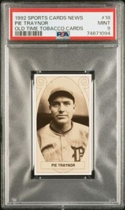 1992 Sports Cards News Tobacco Card #18 PIE TRAYNOR Pittsburgh Pirates PSA 9
