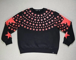 Hudson Sweater Mens 2XL Black Red Crewneck Star All Over Print Pullover Jumper - Picture 1 of 13