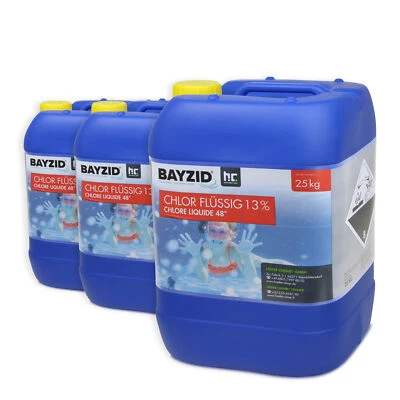 HÖFER CHEMIE GMBH Flüssigchlor 75kg BAYZID 13–15% Aktivchlor 3x25kg Natriumhypochlorit Pool Höfer