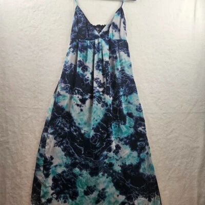 Aqua Women's Spaghetti Strap Maxi Dress Size Medium Lined Smocked Back Blue - Image 1 of 4