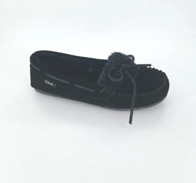 4317 Clarks Mujer Lengua Doblada Mocasín Zapatillas Negro Talla 9M EE. UU. Foto 1 de 4