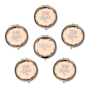 Pack of 6 Bridesmaid Wedding Gifts Favors Team Bride Bridesmaids Makeup Mirrors - Picture 1 of 9