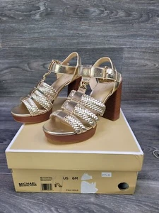 Michael Kors Reed Metallic Platform Sandal Pale Gold MSRP: $195.00 Size 6 M - Picture 1 of 11