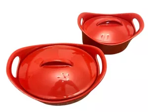 Racheal Ray Oval Casserole Stoneware Red 2 And 3.5 Quart with Lid New No Box - Picture 1 of 22