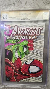 Boceto a todo color de Avengers/Invaders 1 CGC 9.6 Spiderman de adelante hacia atrás Ken Haeser - Imagen 1 de 9