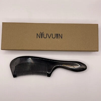 Peine antiestático premium cuerno de buey negro natural Niuvuin 7,5" Foto 1 de 4