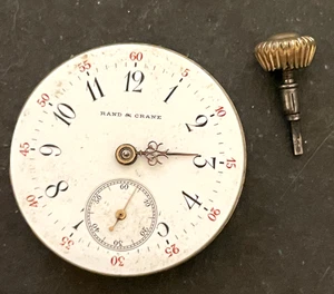 Antiguo reloj de bolsillo Rand & Crane movimiento piezas/reparación etiqueta privada 6/0s suizo - Imagen 1 de 3