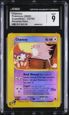 CGC 9 MINT Chansey 2002 Expedition 72/165 Reverse Holo Pokemon Card - Image 1 of 2