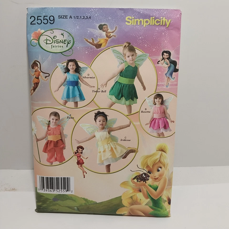 Simplicity 2559 Disney Fairies Pattern Size A 1/2, 1, 2, 3, 4 Halloween Costume - Image 1 of 4