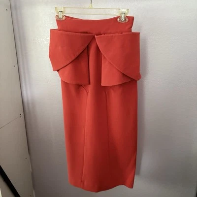 AQ AQ UK sz 8 Orange Pam MAXI SKIRT ALTERED AQ/AQ Peplum Origami - Image 1 of 4