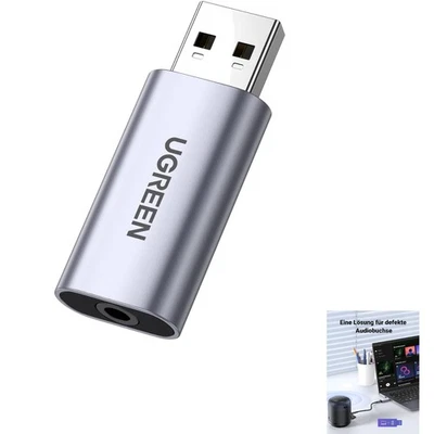 USB Soundkarte, 3.5mm Klinke, Audio Adapter, USB 2.0, für Windows, Mac, Linux... - Bild 1 von 2