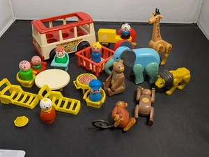 Animales de circo Fisher Price vintage Little People años 70, minibús + lote - Imagen 1 de 13