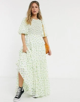 ASOS DESIGN Shirred Tiered Maxi Dress in Ditsy Floral Print Approx Size 8/10 - image 1 of 4