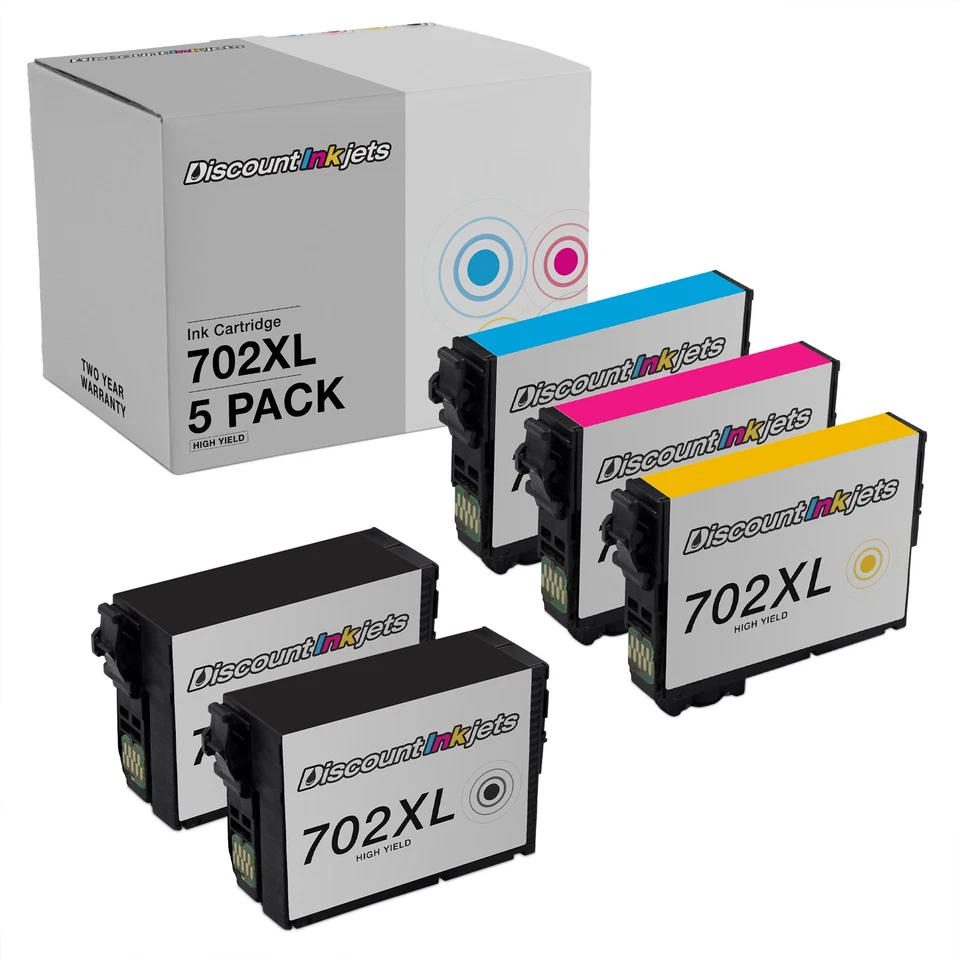 4pk for Epson 702 XL 702xl Ink Cartridge High Yield Black Cyan Magenta Yellow
