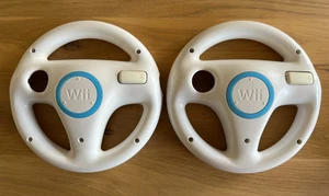 2 Official White Nintendo Wii Steering Wheels RVL-024 - Mario Kart - Picture 1 of 2