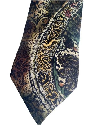 Структура галстук шелк зеленый коричневый черный кремовый итальянский шелк Мичиган Италия 60 «x 3,75» - Изображение 1 из 3