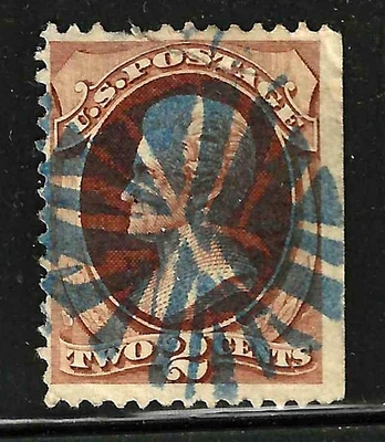 Sc #146 Blue Radial Fancy Cancel 2 Cent Jackson 1871 Banknote US 50B15 - Image 1 of 2